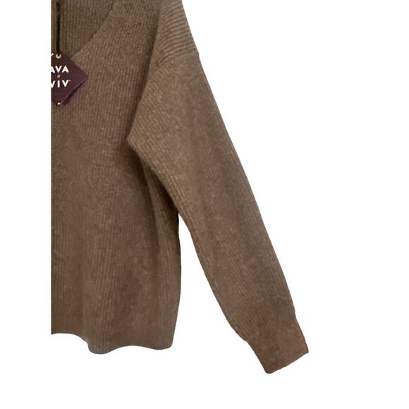 Ava & Viv Women V-Neck Soft Cozy Ribbed Knit Pullover Sweater Size 1X Brown NWT - Picture 4 of 8